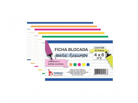 FICHA 4"X6" PAUTADA N.2 10X15 CORES C/50