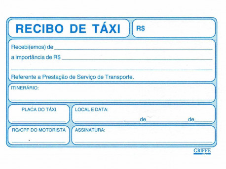 RECIBO TAXI BLOCO C/50F.-AV