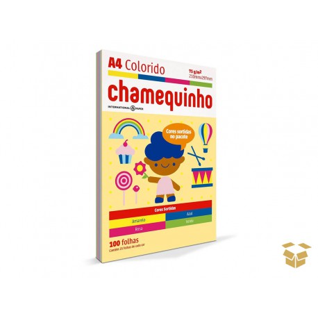 PAPEL COR A4 SORTIDO 75G.CHAMEX 25X100F.