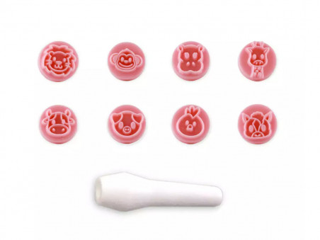 CARIMBO DECORATIVO ANIMAIS ROSA BEBE C/8