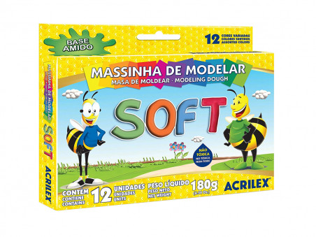 MASSA MODELAR 12 CORES SOFT ACRILEX