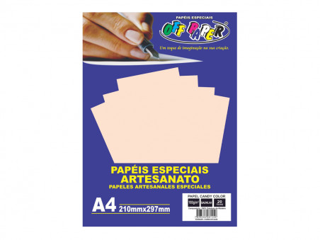 PAPEL A4 COLOR CANDY BAUNILHA 180G.20F.