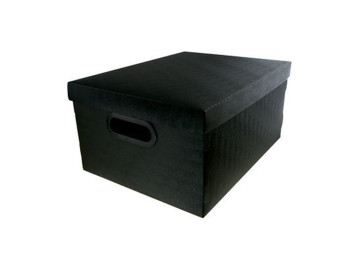 CAIXA 29X38X18,5CM.LINHO PRETA