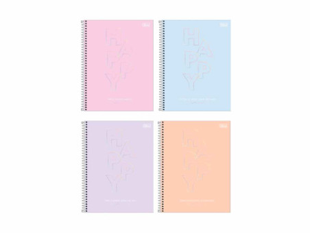 CADERNO ESPIRAL  80F.HAPPY CD.