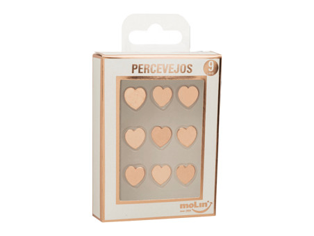 PERCEVEJO CORACAO COBRE ROSE GOLD C/9