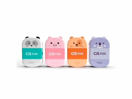 APONTADOR DEP.+BORRACHA ANIMAIS FUN-AV