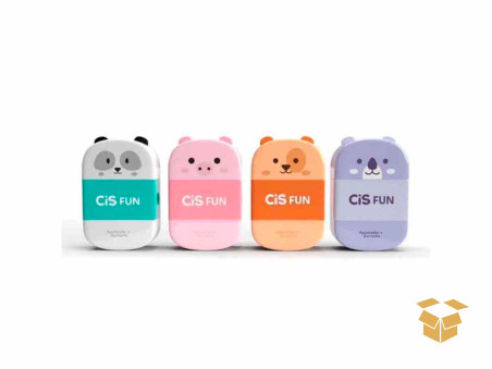 APONTADOR DEP.+BORRACHA ANIMAIS FUN C/12