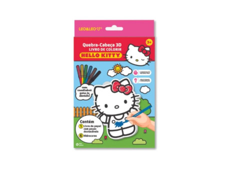 QUEBRA CAB.HELLO KITTY 3D P/COLORIR+6CAN