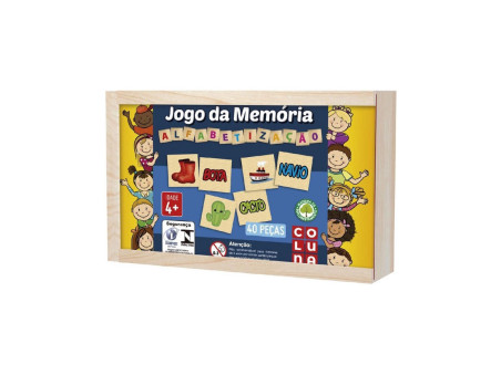 JOGO MEMORIA ALFABETIZACAO MADEIRA 40PCS