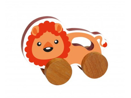 CARRINHO ANIMAIS LEAO MADEIRA 1 PECA