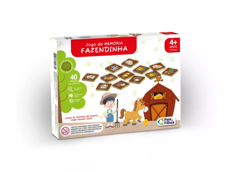 JOGO MEMORIA FAZENDINHA MADEIRA 40 PECAS