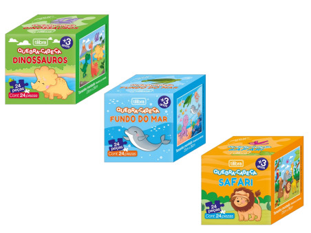 QUEBRA CABECA SAFARI/DINO/FUN.MAR 24PCS