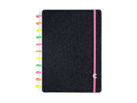 CADERNO INTELIG. 80F.LETS GLITER BLACK G