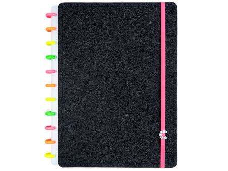 CADERNO INTELIG. 80F.LETS GLITER BLACK M