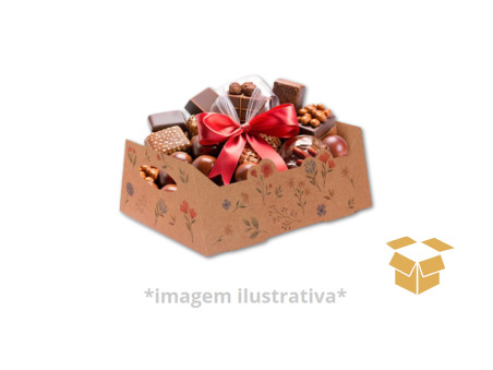 CESTA 27X19X10 KRAFT FLORES DO CAMPO C/5