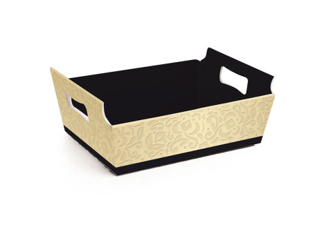 CESTA 27X18,5X9,5 BIROT OURO/PRETO-AV