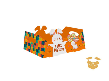 CESTA 27X19,5X10 COELHO PASCOA C/5