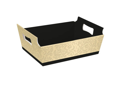 CESTA 23X33X10,5 BIROT OURO/PRETO -AV