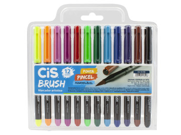 CANETA BRUSH 12 CORES MARCADOR