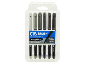 CANETA BRUSH 06 TONS DE CINZA