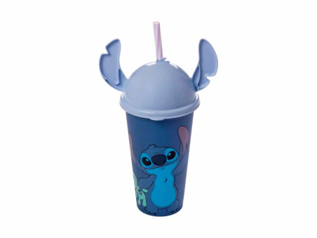 COPO PLAST.STITCH C/TAMPA+CANUDO 500ML.