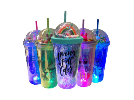 COPO PLAST.LUMINOSO CORES 450ML