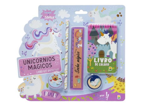 KIT LIVRO COL.+LP+BOR+AP+REG.UNICORNIOS