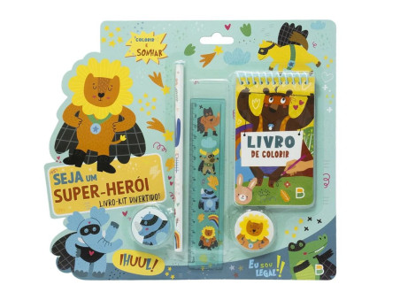 KIT LIVRO COL.+LP+BOR+AP+REG.SUPER HEROI