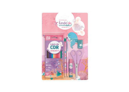 KIT ESCOLAR 7 PECAS FUNDO DO MAR LEO.