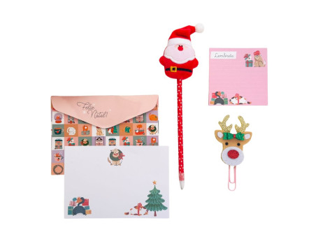 KIT NATALINO-CARTAO+ENVELOPE+LAPIS+CLIPS