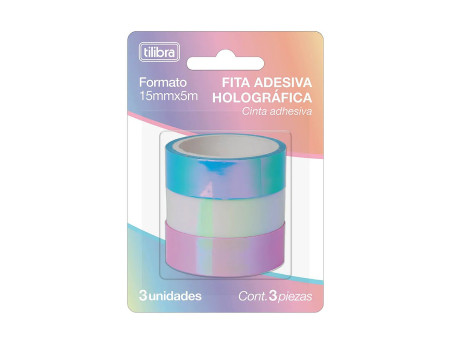 FITA ADESIVA HOLOGRAFICA 15MMX5M.3 CORES