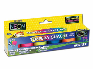 GUACHE 06 CORES NEON 15ML.