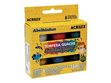 GUACHE 06 CORES GLITER 15ML.