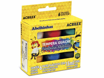 GUACHE 06 CORES METALICA 15ML.