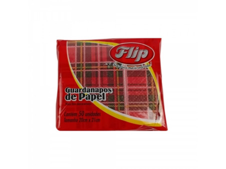 GUARDANAPO MESA 20X21 VM.XADREZ C/50