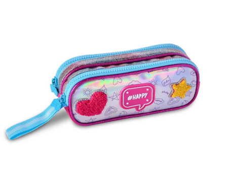 BOLSINHA EST.HAPPY ROSA HOLOGRAFICA 2D.