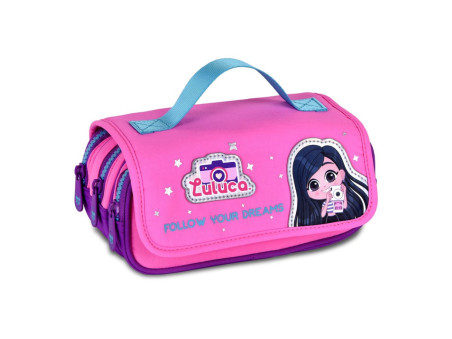 NECESSAIRE MALETA LULUCA ROSA/ROXA 3D.