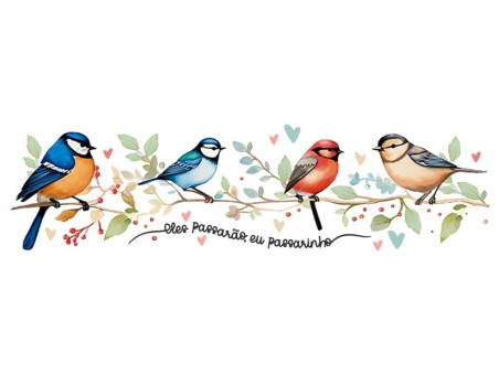 TRANSFER TEXTIL BARRA  PASSARINHOS