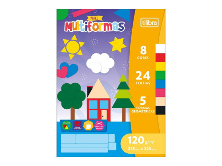 PAPEL CORTES GEOMETRICOS 8 CORES C/24F