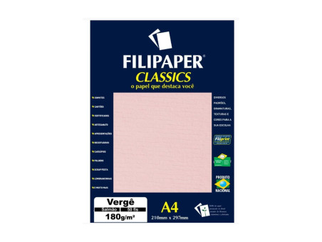 PAPEL A4 VERGE SALMAO 180G.50F..