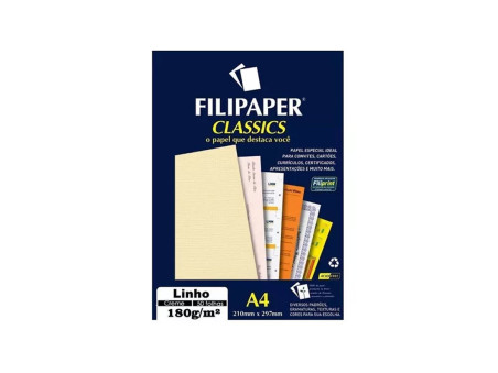 PAPEL A4 LINHO CREME 180G.50F..