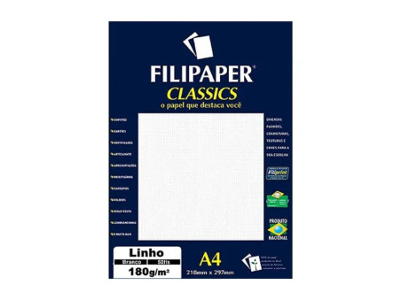 PAPEL A4 LINHO BRANCO 180G C/50
