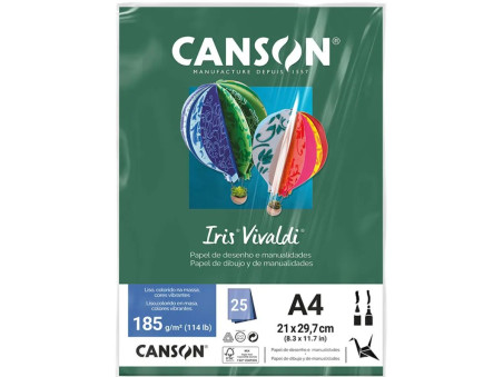 PAPEL A4 COLOR VERDE 185G. 25F.