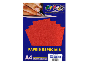 PAPEL A4 GLITER VERMELHO...