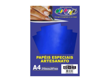 PAPEL LAMICOTE AZUL A4 250G.10FLS