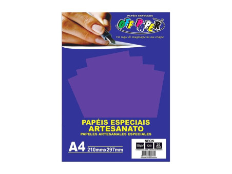 PAPEL A4 NEON ROXO 180G.20F.