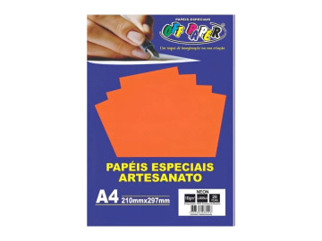PAPEL NEON LARANJA 180G.A4...