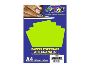 PAPEL A4 NEON VERDE 180G.20F.