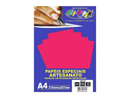 PAPEL NEON PINK 180G.A4 20F.