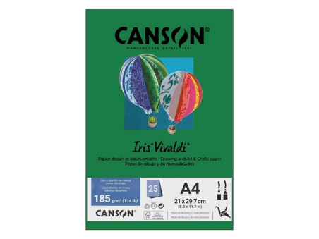 PAPEL A4 COLOR VERDE ESC.185G.25F.